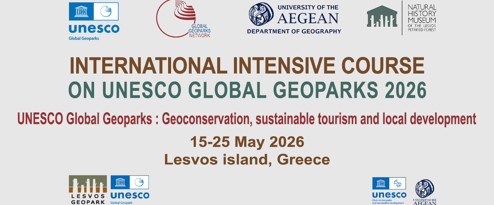 International Intensive Course on UNESCO Global Geoparks 2026
